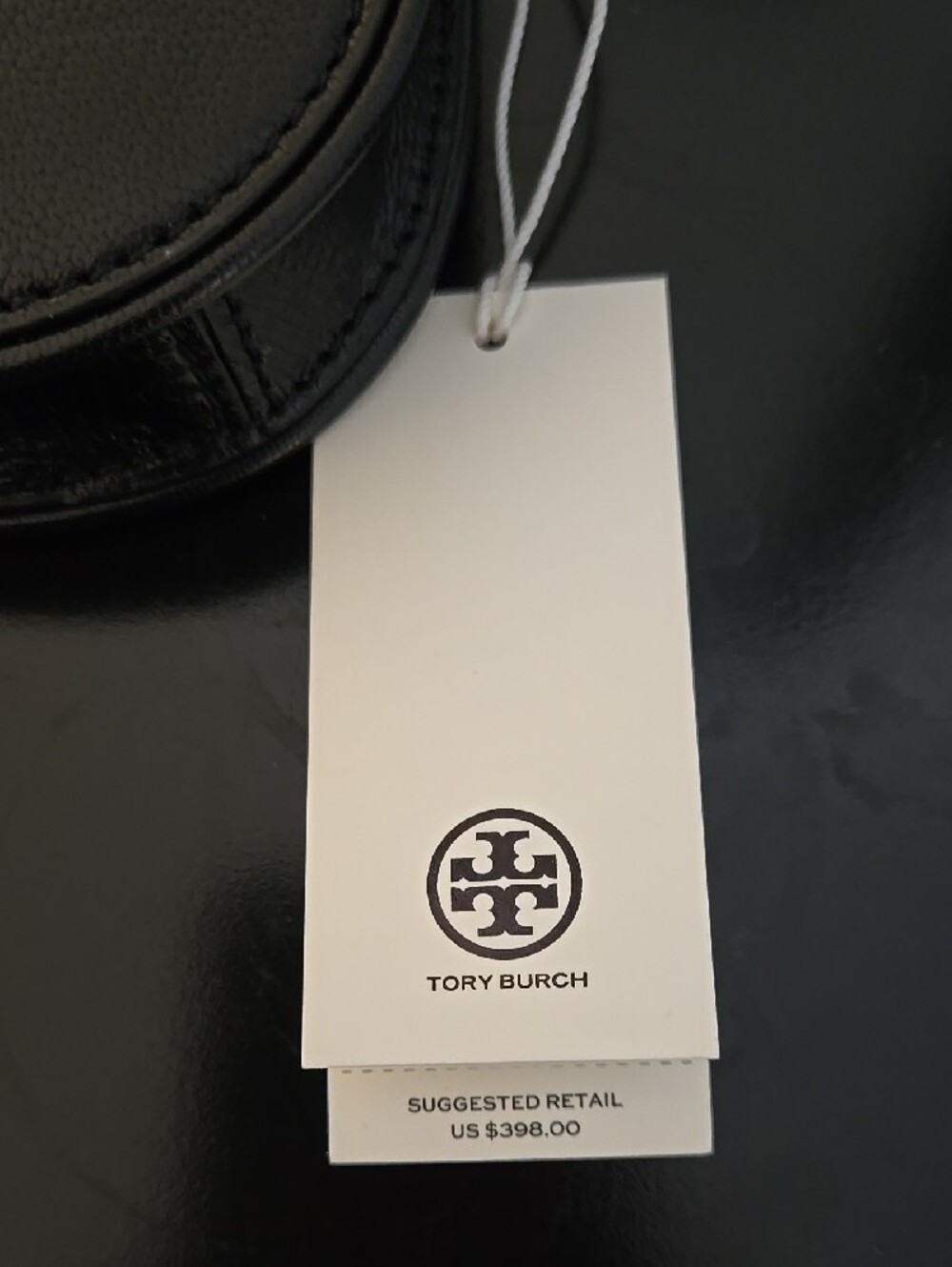 Tory Burch Black Leather Clutch with Gold Logo - Picture 6 of 6